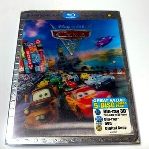 Cars 2" 5-disc combo pack, including Blu-ray 3D, Blu-ray, DVD, and digital